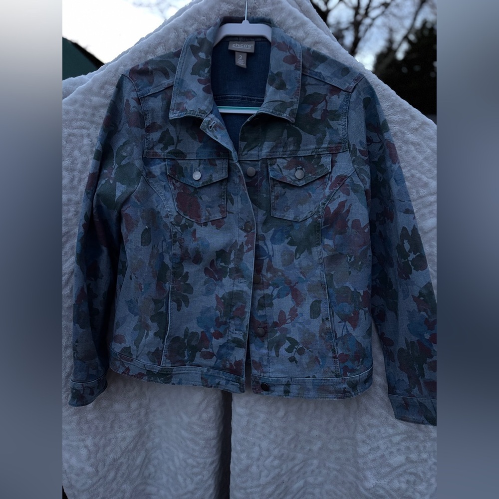 Chico's Multicolor Floral Jean Jacket